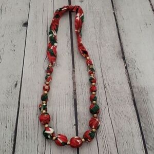 Vintage Handmade Ugly Christmas Party Fabric Necklace